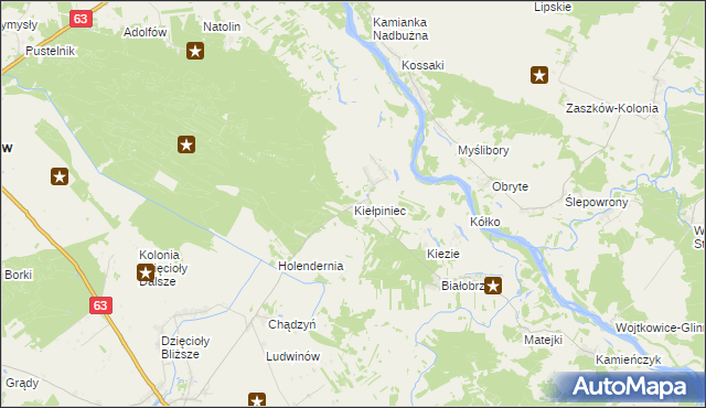 mapa Kiełpiniec, Kiełpiniec na mapie Targeo