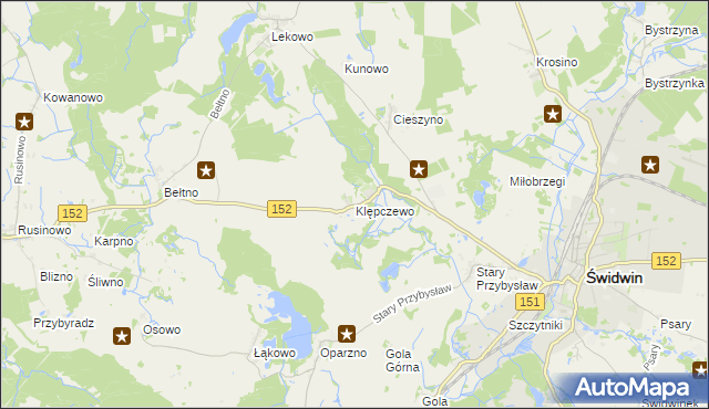mapa Klępczewo, Klępczewo na mapie Targeo
