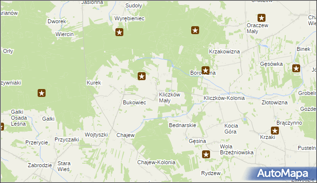 mapa Kliczków Mały, Kliczków Mały na mapie Targeo