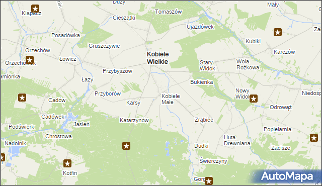 mapa Kobiele Małe, Kobiele Małe na mapie Targeo