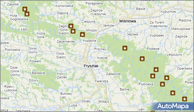 mapa Kobyle gmina Frysztak, Kobyle gmina Frysztak na mapie Targeo