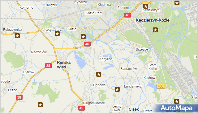 mapa Kobylice gmina Cisek, Kobylice gmina Cisek na mapie Targeo