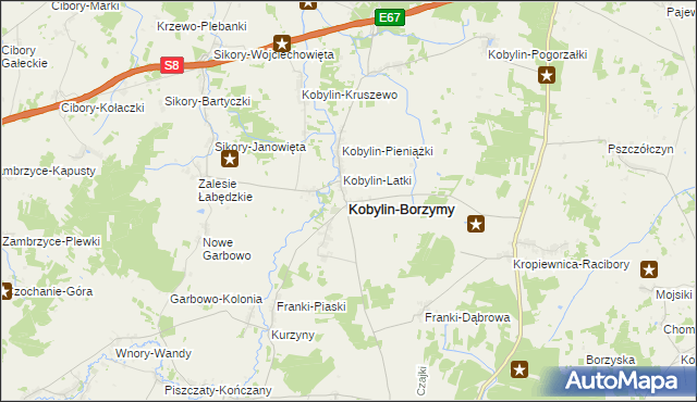 mapa Kobylin-Borzymy, Kobylin-Borzymy na mapie Targeo