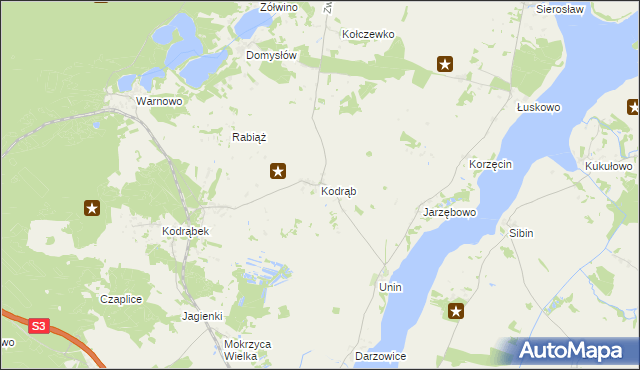 mapa Kodrąb gmina Wolin, Kodrąb gmina Wolin na mapie Targeo