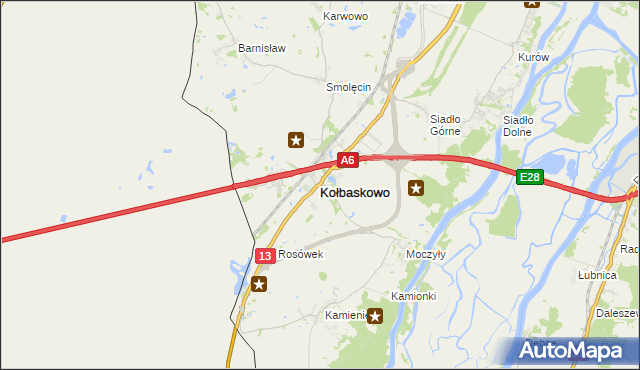 mapa Kołbaskowo, Kołbaskowo na mapie Targeo