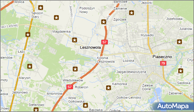mapa Kolonia Lesznowola, Kolonia Lesznowola na mapie Targeo