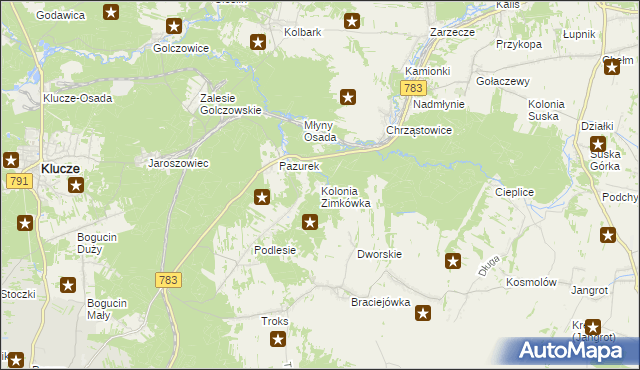 mapa Kolonia Zimkówka, Kolonia Zimkówka na mapie Targeo