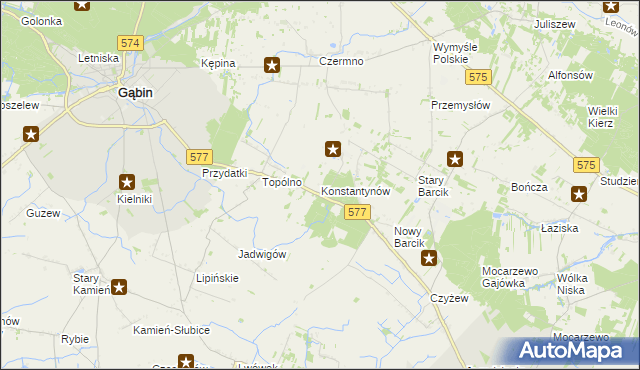mapa Konstantynów gmina Gąbin, Konstantynów gmina Gąbin na mapie Targeo