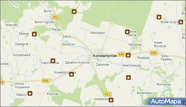 mapa Konstantynów powiat bialski, Konstantynów powiat bialski na mapie Targeo