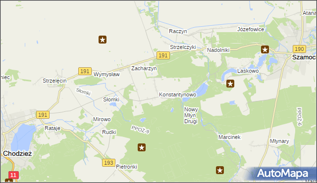 mapa Konstantynowo gmina Chodzież, Konstantynowo gmina Chodzież na mapie Targeo