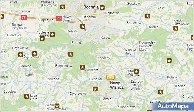 mapa Kopaliny gmina Nowy Wiśnicz, Kopaliny gmina Nowy Wiśnicz na mapie Targeo