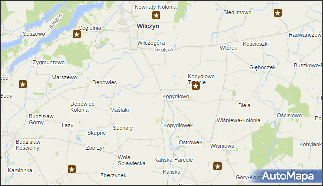 mapa Kopydłowo gmina Wilczyn, Kopydłowo gmina Wilczyn na mapie Targeo