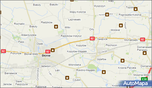 mapa Kopytów gmina Błonie, Kopytów gmina Błonie na mapie Targeo