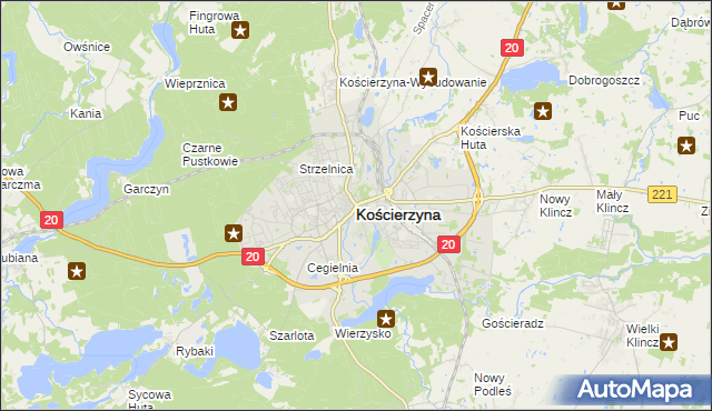 mapa Kościerzyna, Kościerzyna na mapie Targeo