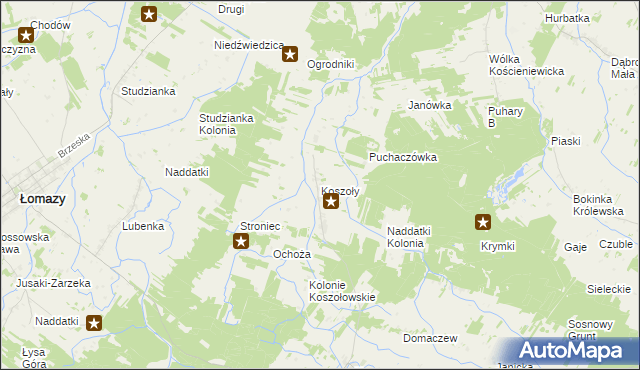 mapa Koszoły, Koszoły na mapie Targeo