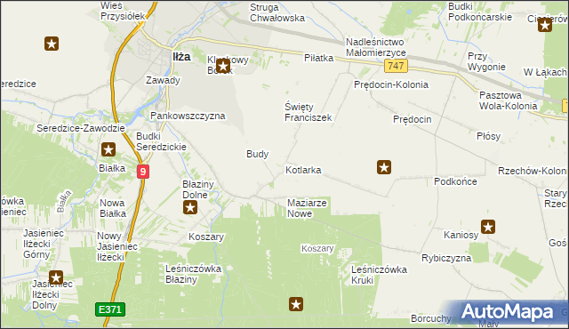 mapa Kotlarka gmina Iłża, Kotlarka gmina Iłża na mapie Targeo