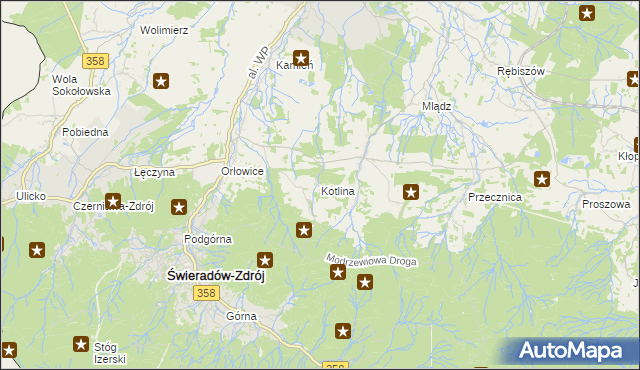 mapa Kotlina, Kotlina na mapie Targeo