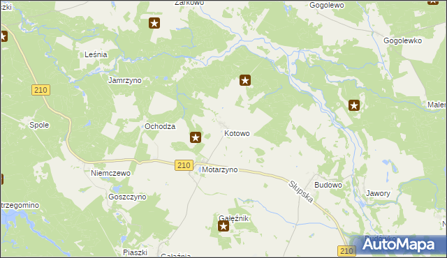 mapa Kotowo gmina Dębnica Kaszubska, Kotowo gmina Dębnica Kaszubska na mapie Targeo