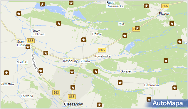 mapa Kowalówka gmina Cieszanów, Kowalówka gmina Cieszanów na mapie Targeo