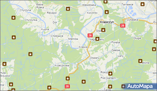 mapa Krasice gmina Krasiczyn, Krasice gmina Krasiczyn na mapie Targeo
