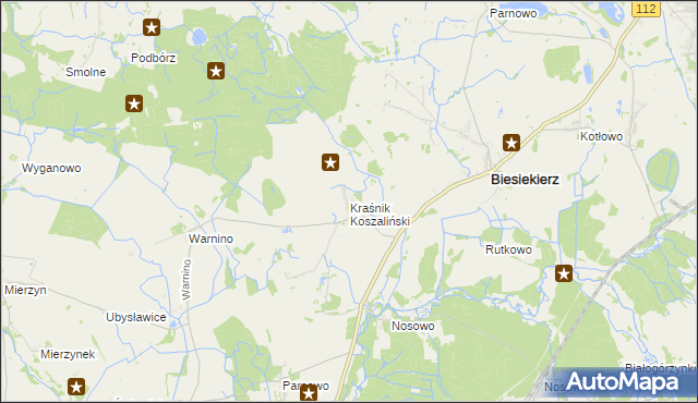 mapa Kraśnik Koszaliński, Kraśnik Koszaliński na mapie Targeo