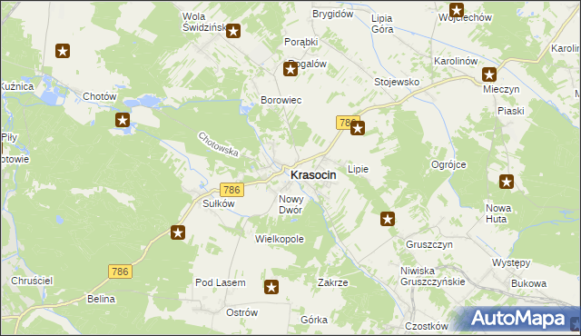 mapa Krasocin, Krasocin na mapie Targeo