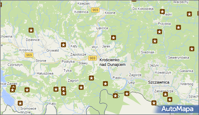 mapa Krościenko nad Dunajcem, Krościenko nad Dunajcem na mapie Targeo