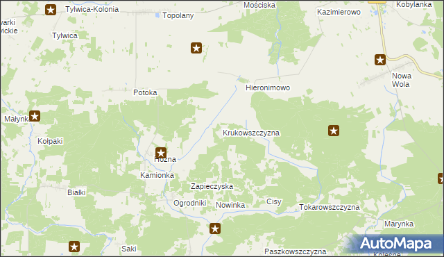 mapa Krukowszczyzna gmina Michałowo, Krukowszczyzna gmina Michałowo na mapie Targeo