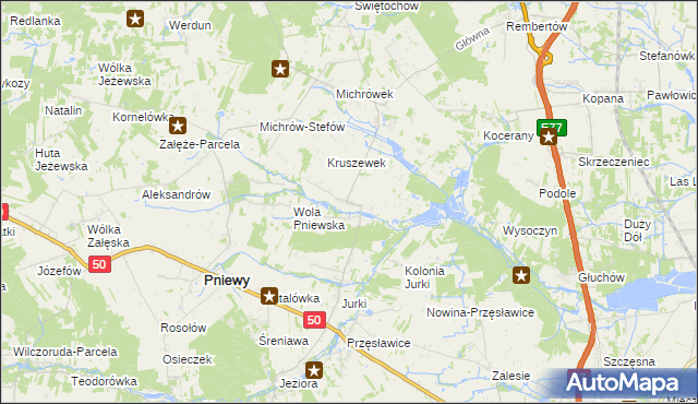 mapa Kruszew gmina Pniewy, Kruszew gmina Pniewy na mapie Targeo