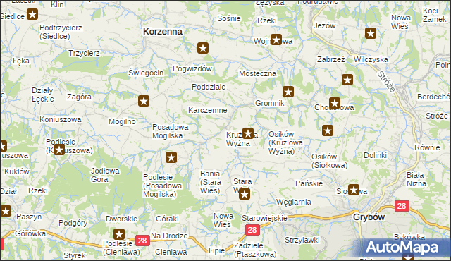 mapa Krużlowa Wyżna, Krużlowa Wyżna na mapie Targeo
