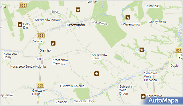 mapa Krzczonów Trzeci, Krzczonów Trzeci na mapie Targeo