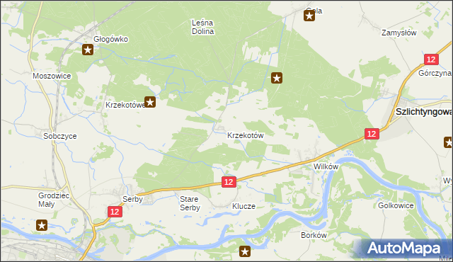 mapa Krzekotów, Krzekotów na mapie Targeo