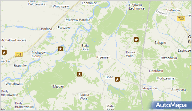 mapa Krzemień gmina Stromiec, Krzemień gmina Stromiec na mapie Targeo