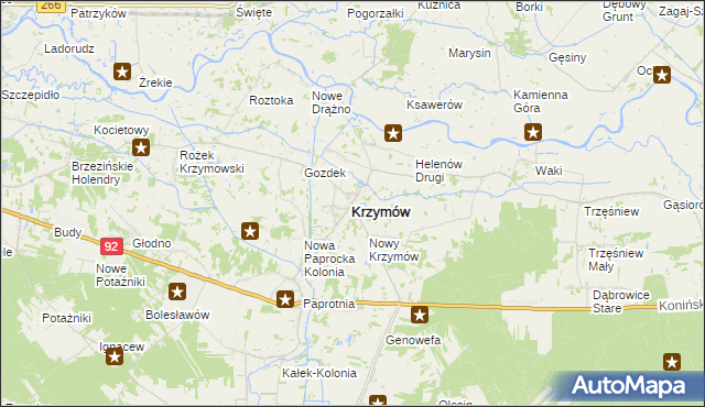 mapa Krzymów powiat koniński, Krzymów powiat koniński na mapie Targeo