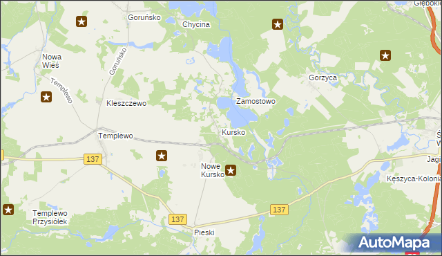 mapa Kursko, Kursko na mapie Targeo