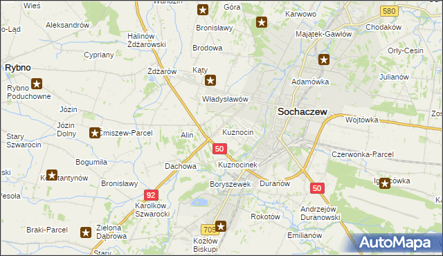 mapa Kuznocin gmina Sochaczew, Kuznocin gmina Sochaczew na mapie Targeo