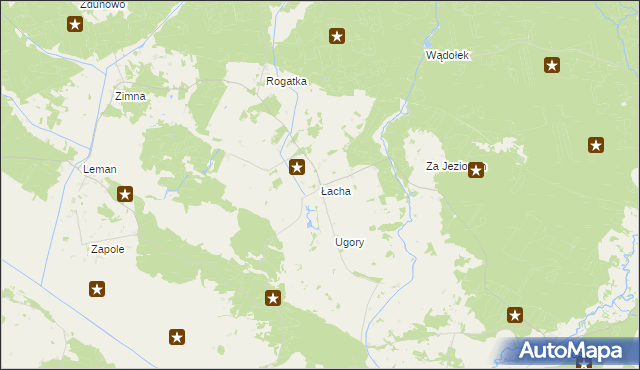 mapa Łacha gmina Turośl, Łacha gmina Turośl na mapie Targeo