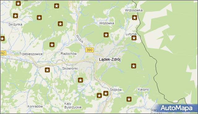 mapa Lądek-Zdrój, Lądek-Zdrój na mapie Targeo