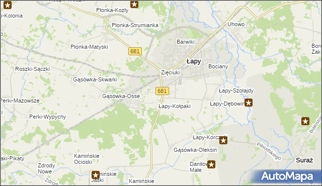 mapa Łapy-Łynki, Łapy-Łynki na mapie Targeo