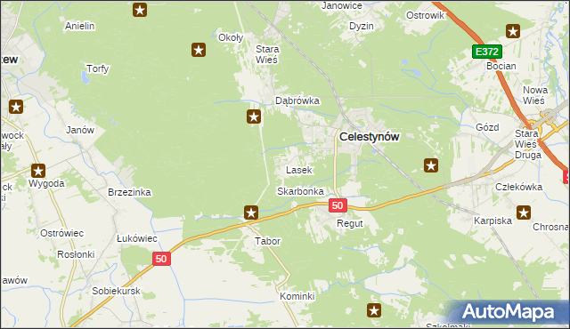 mapa Lasek gmina Celestynów, Lasek gmina Celestynów na mapie Targeo