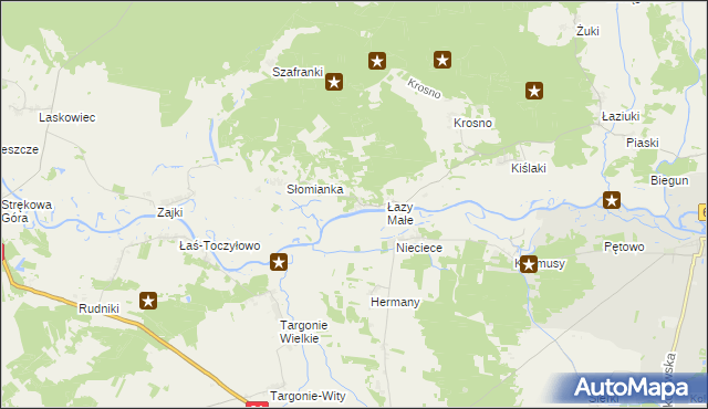 mapa Łazy Duże gmina Tykocin, Łazy Duże gmina Tykocin na mapie Targeo