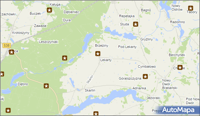 mapa Lekarty, Lekarty na mapie Targeo