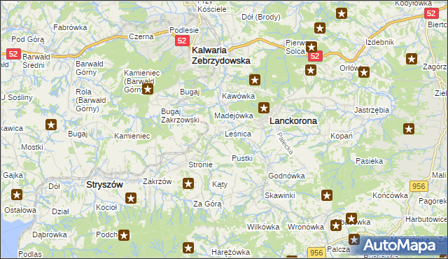 mapa Leśnica gmina Stryszów, Leśnica gmina Stryszów na mapie Targeo
