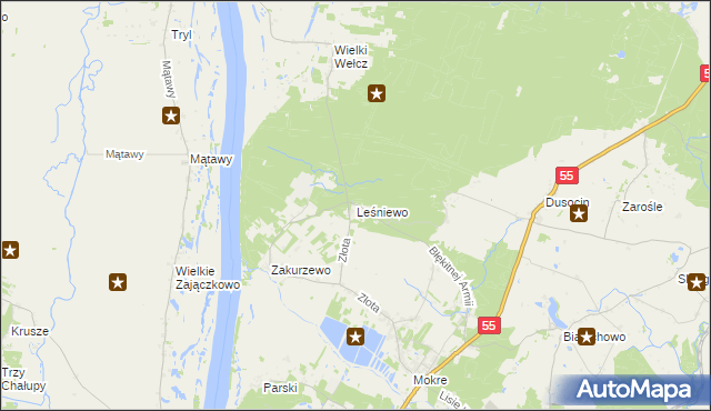 mapa Leśniewo gmina Grudziądz, Leśniewo gmina Grudziądz na mapie Targeo