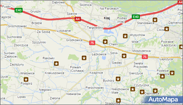 mapa Łężkowice, Łężkowice na mapie Targeo