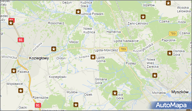 mapa Lgota Górna, Lgota Górna na mapie Targeo