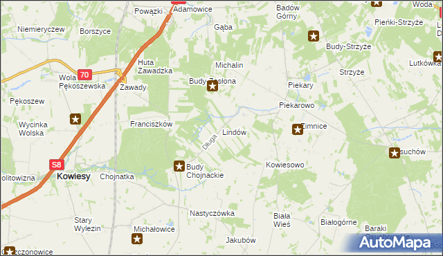 mapa Lindów gmina Mszczonów, Lindów gmina Mszczonów na mapie Targeo