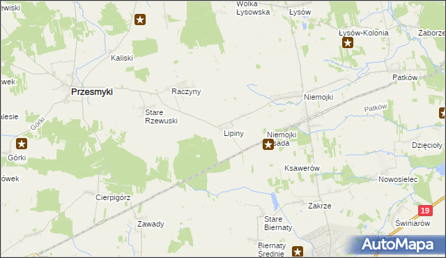 mapa Lipiny gmina Przesmyki, Lipiny gmina Przesmyki na mapie Targeo