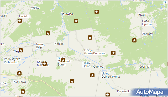 mapa Lipiny Górne-Borowina, Lipiny Górne-Borowina na mapie Targeo