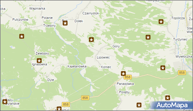 mapa Lipowiec gmina Tereszpol, Lipowiec gmina Tereszpol na mapie Targeo